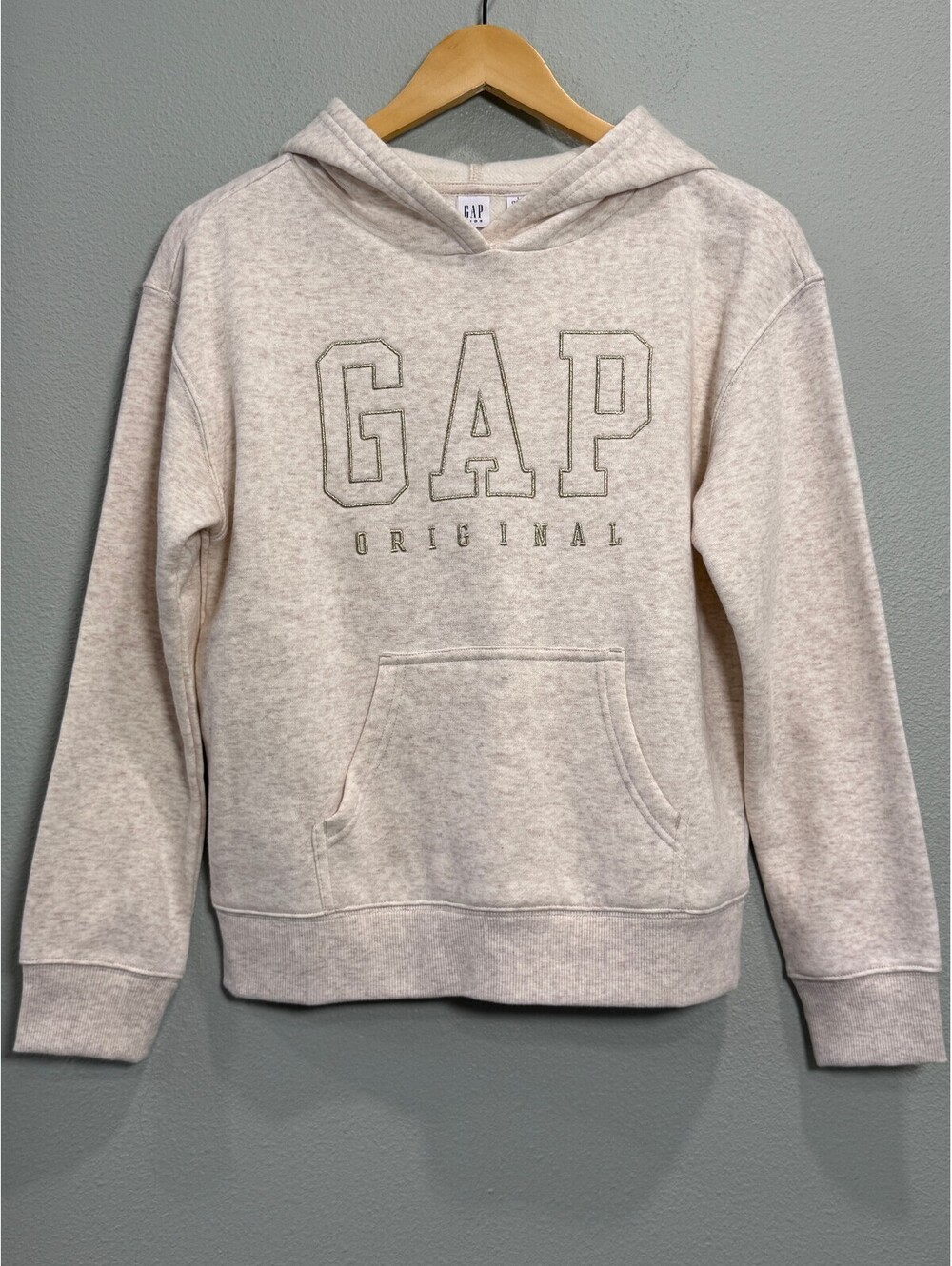 GAP Vintagesoft Cream & Gold Relaxed Hoodie - Girls Large 14-16 NWOT